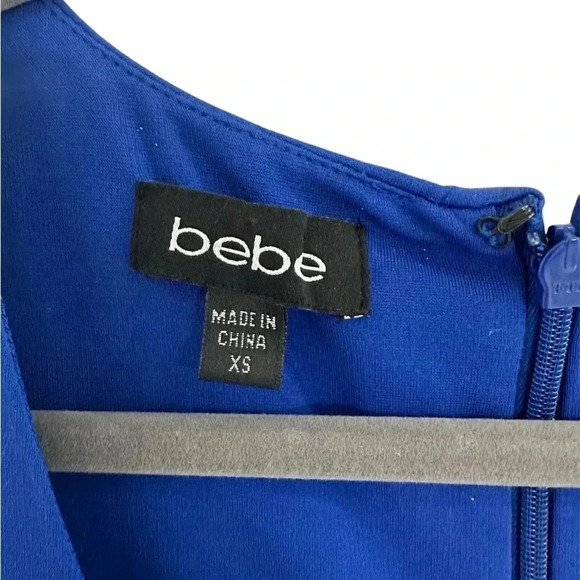 bebe Cobalt Blue Midi V-Neck Dress Size XS - Wedding Cocktail Party Dress - EUC - Picture 3 of 7